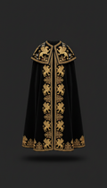 Obsidian Velvet Cape with Gold Embroidery